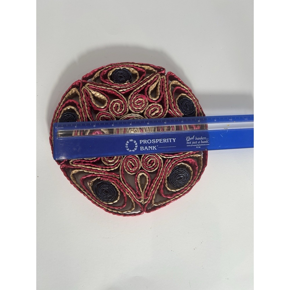 Vintage‎ Rattan Raffia Trivet Woven Straw Decorative Hot Pad Boho Kitchen Décor - Picture 4 of 4